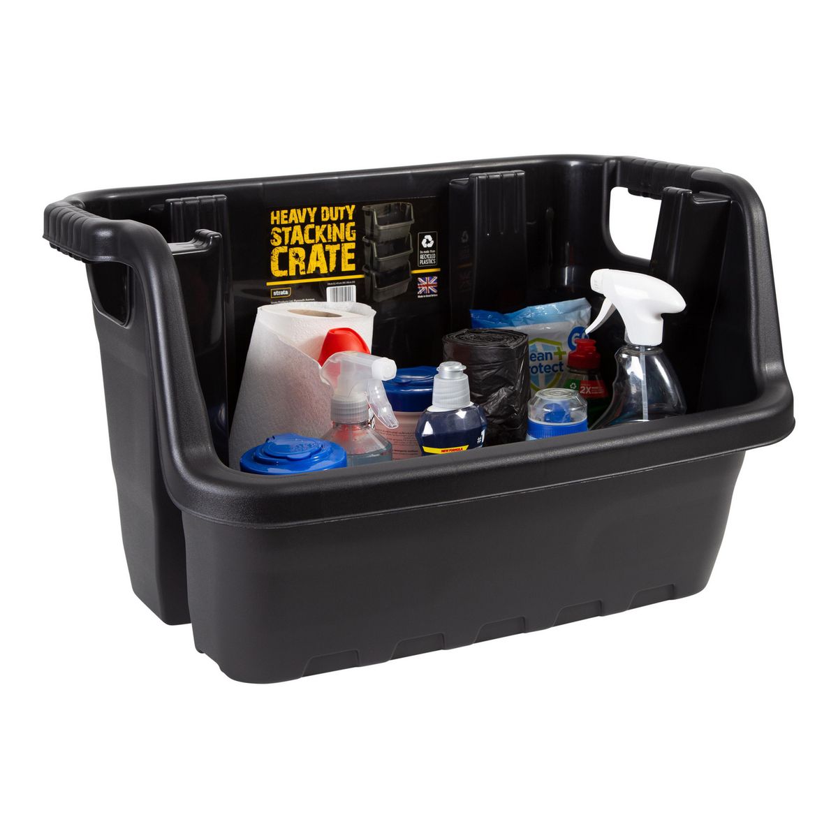 STRATA - Caja Organizadora Apilable Heavy Duty 87.1L Negro