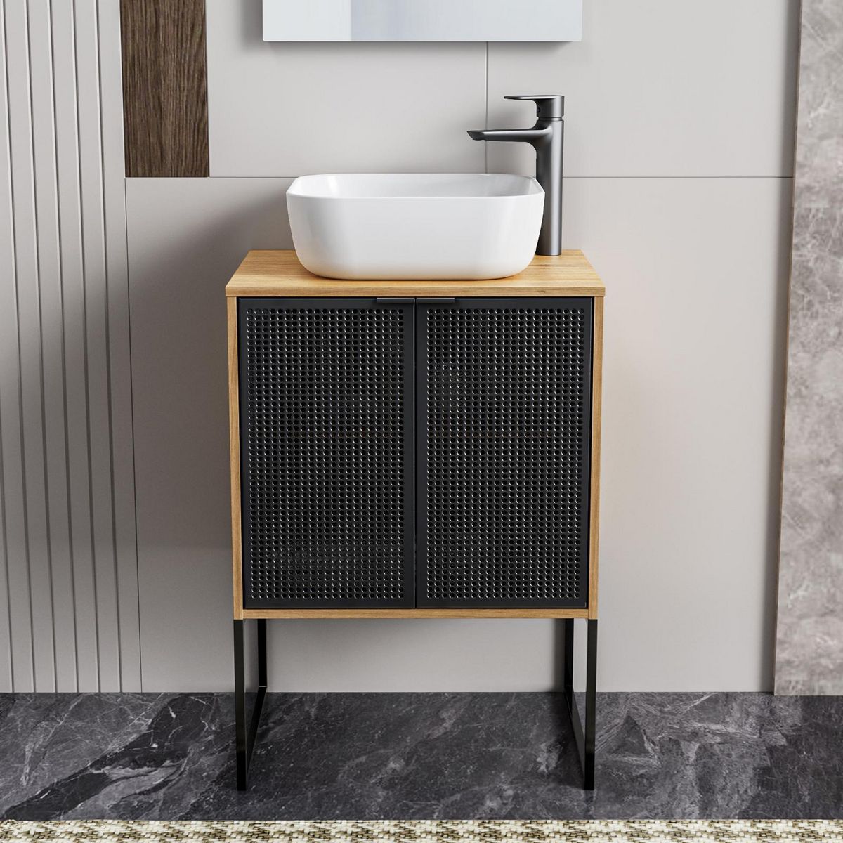 SENSI DACQUA - Mueble de Baño 60cm Riad Negro/Roble