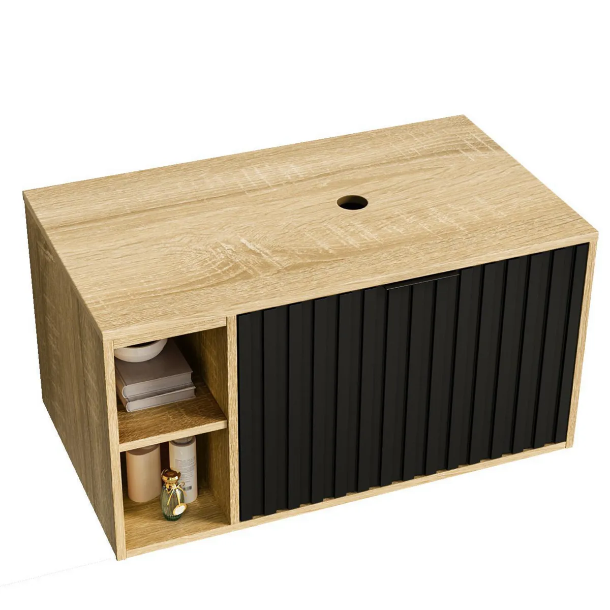 SENSI DACQUA - Mueble de Baño 80cm Berlin Negro/Madera