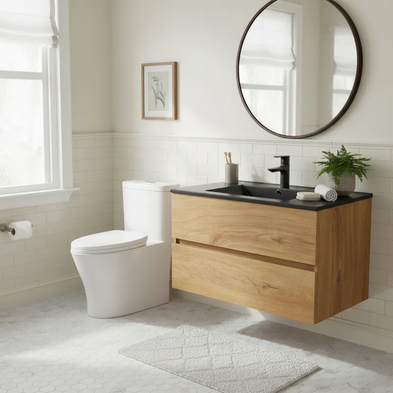 SENSI DACQUA - Mueble de Baño 80cm Estambul + WC Inodoro One Piece Cagliari Blanco