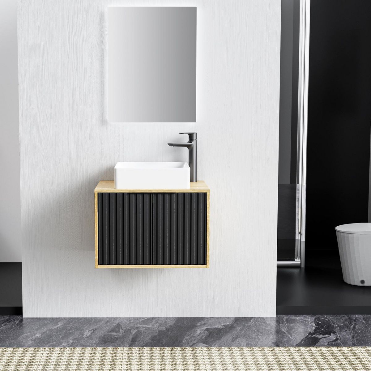 SENSI DACQUA - Mueble de Baño 60cm Berlin Roble/Negro Mate