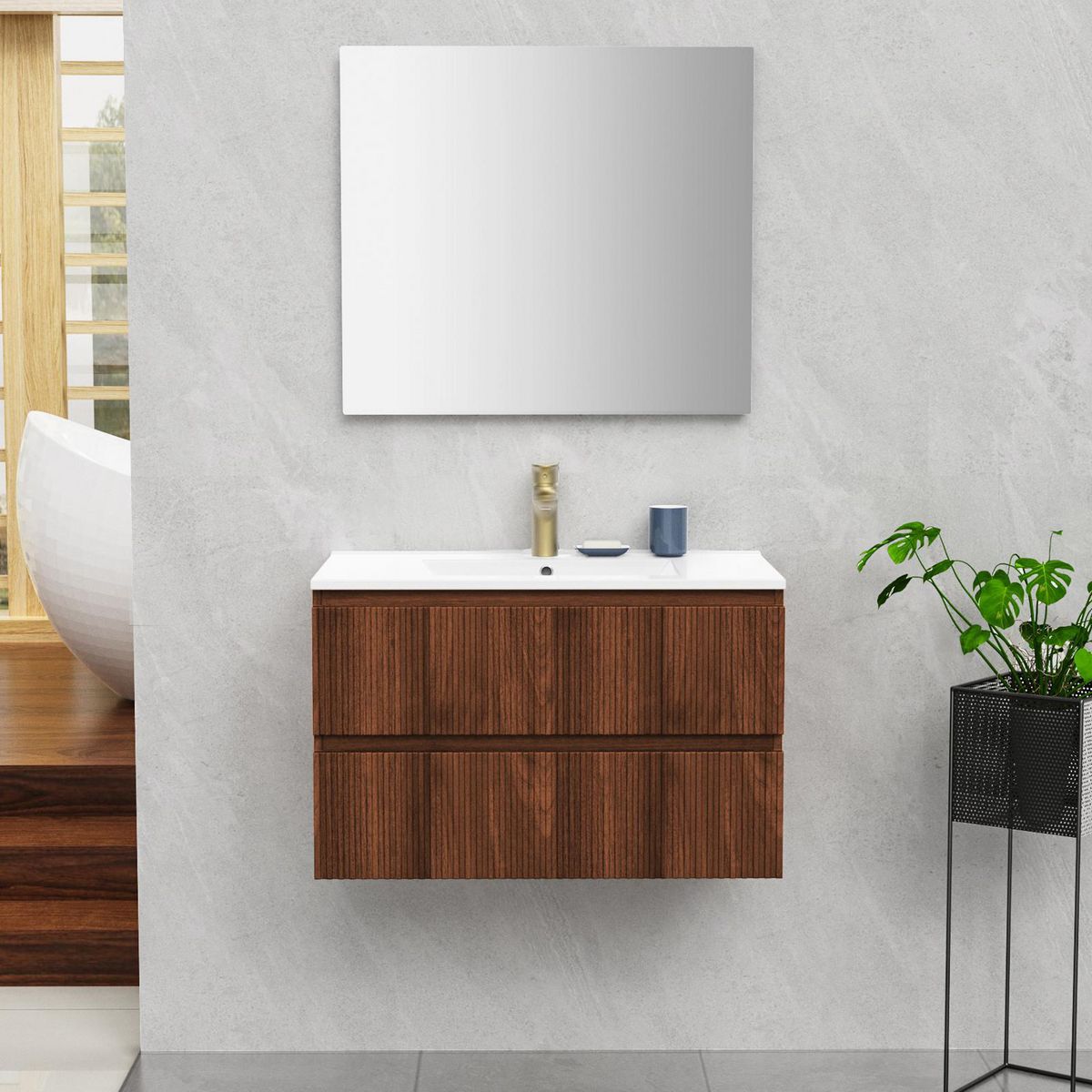 SENSI DACQUA - Mueble de Baño Oporto 80cm Madera
