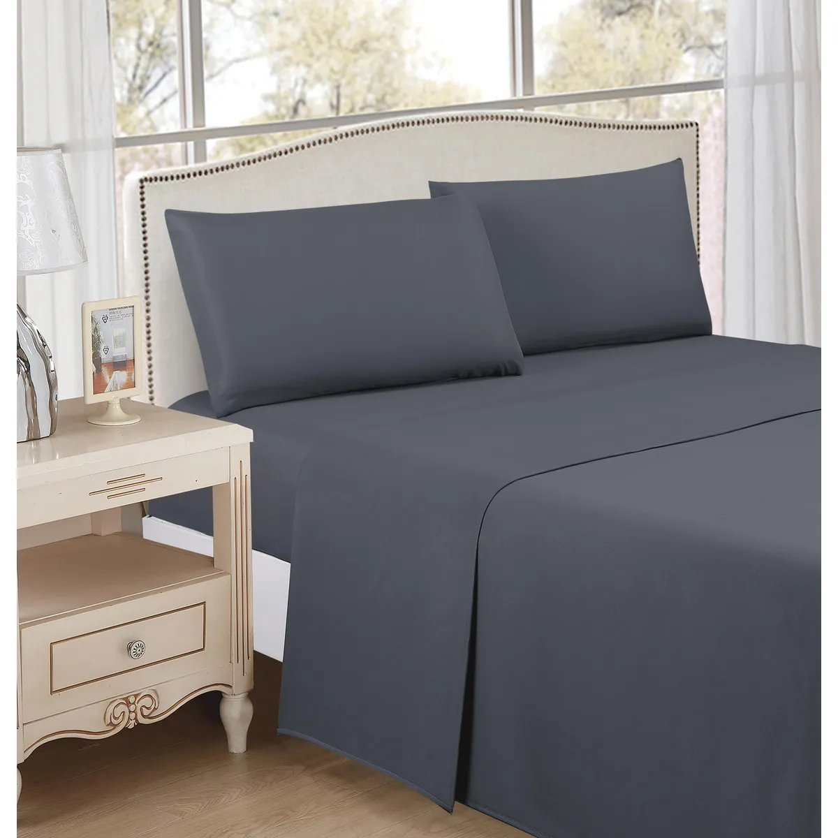 CASA BONITA - Sábana Basic 1 Plaza Microfibra Negro