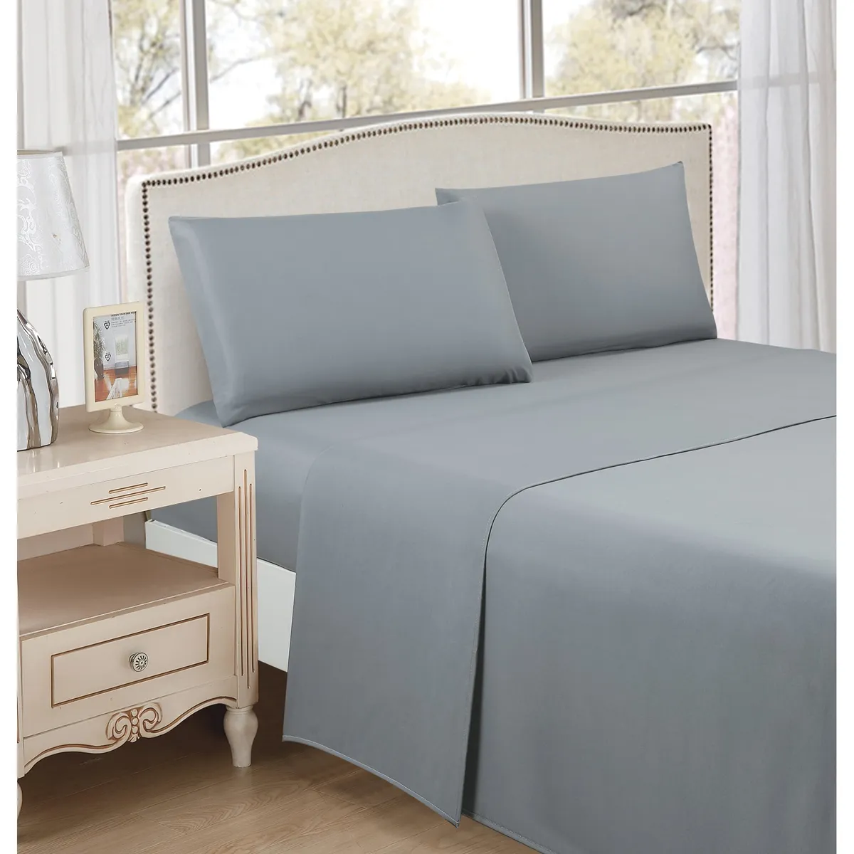 CASA BONITA - Sábana Microfibra Basic Queen Gris