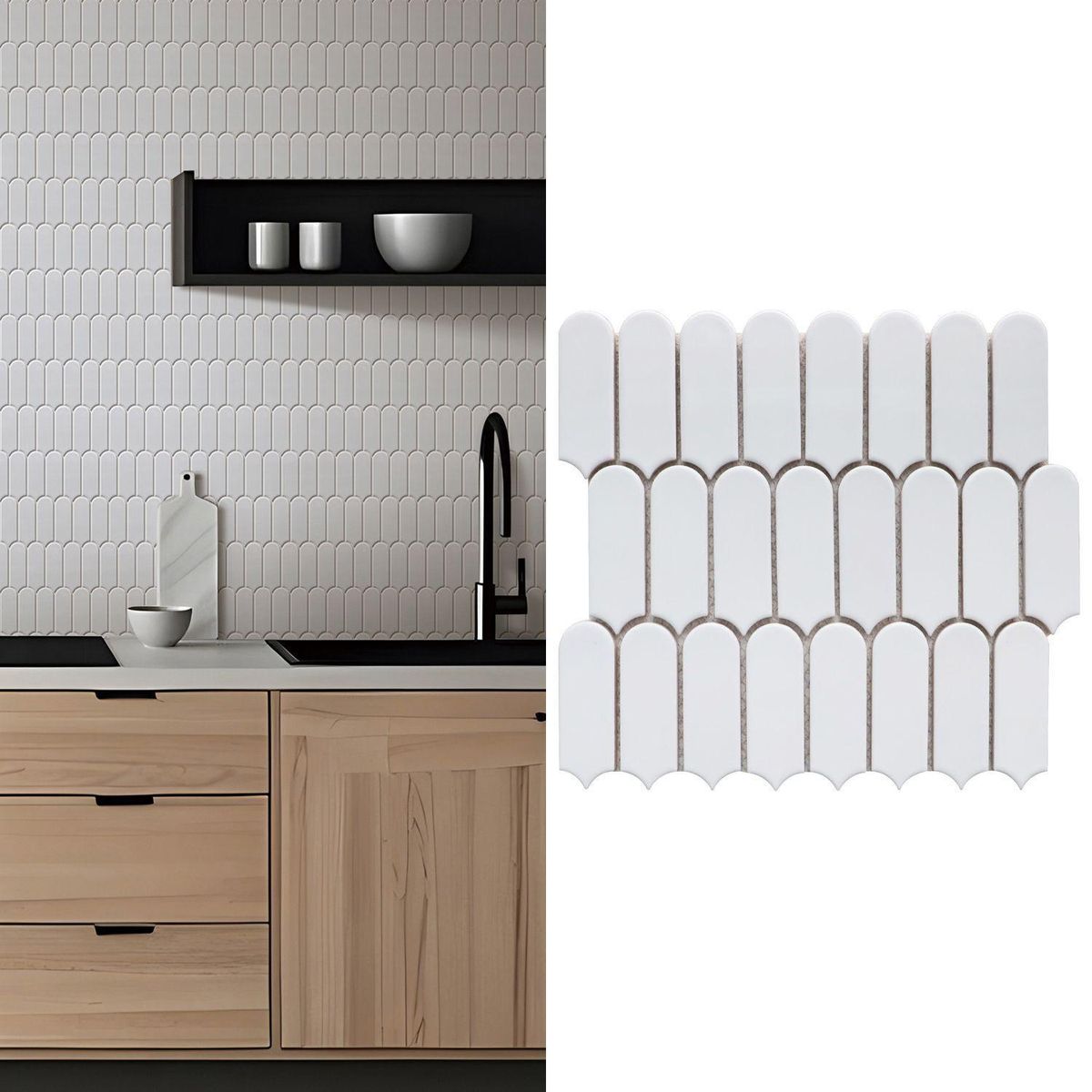 HOLZTEK - Malla Mosaico Pluma Blanco 28X29.6cm