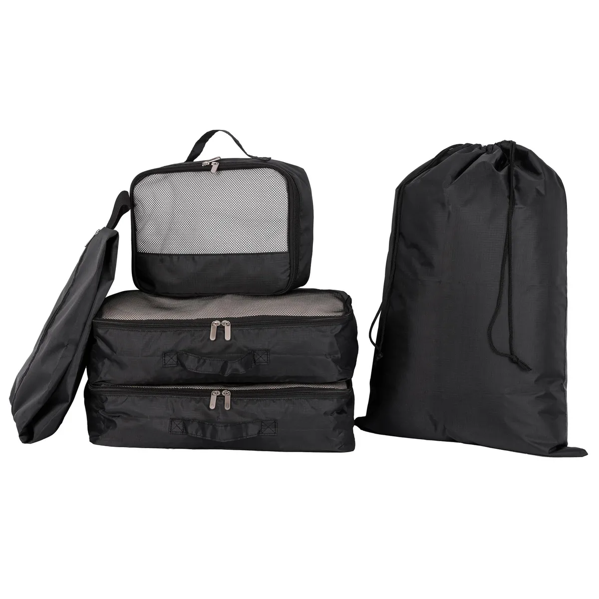 JUST HOME COLLECTION - Set x5 Organizador de maleta para viajes negro