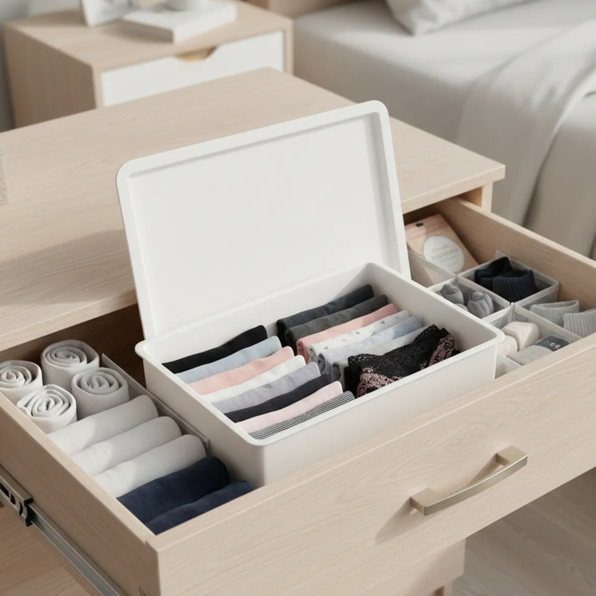 JUST HOME COLLECTION - Organizador plástico de ropa interior sin divisiones 24x31x7.6cm