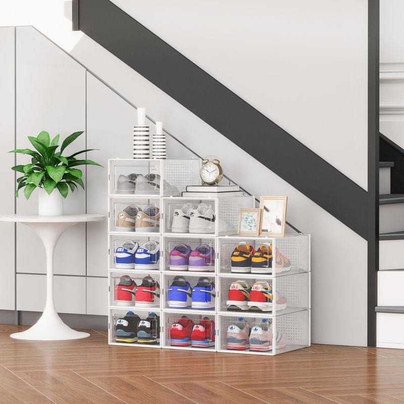 JUST HOME COLLECTION - Pack de 12 Cajas Apilables para Zapatos 33.4x14x23 cm Blanco