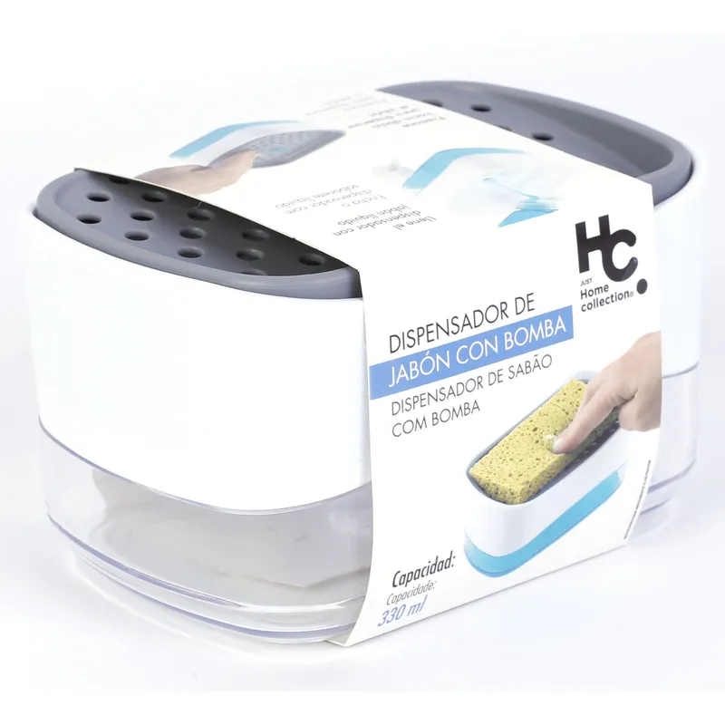 JUST HOME COLLECTION - Dispensador de Jabón con Bomba Blanco y Gris