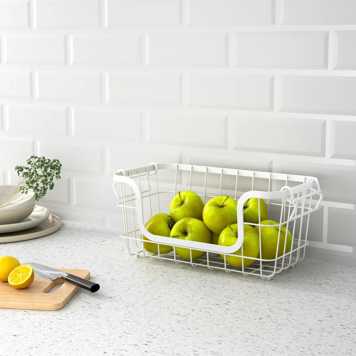 JUST HOME COLLECTION - Canasto Metálico Apilable Blanco