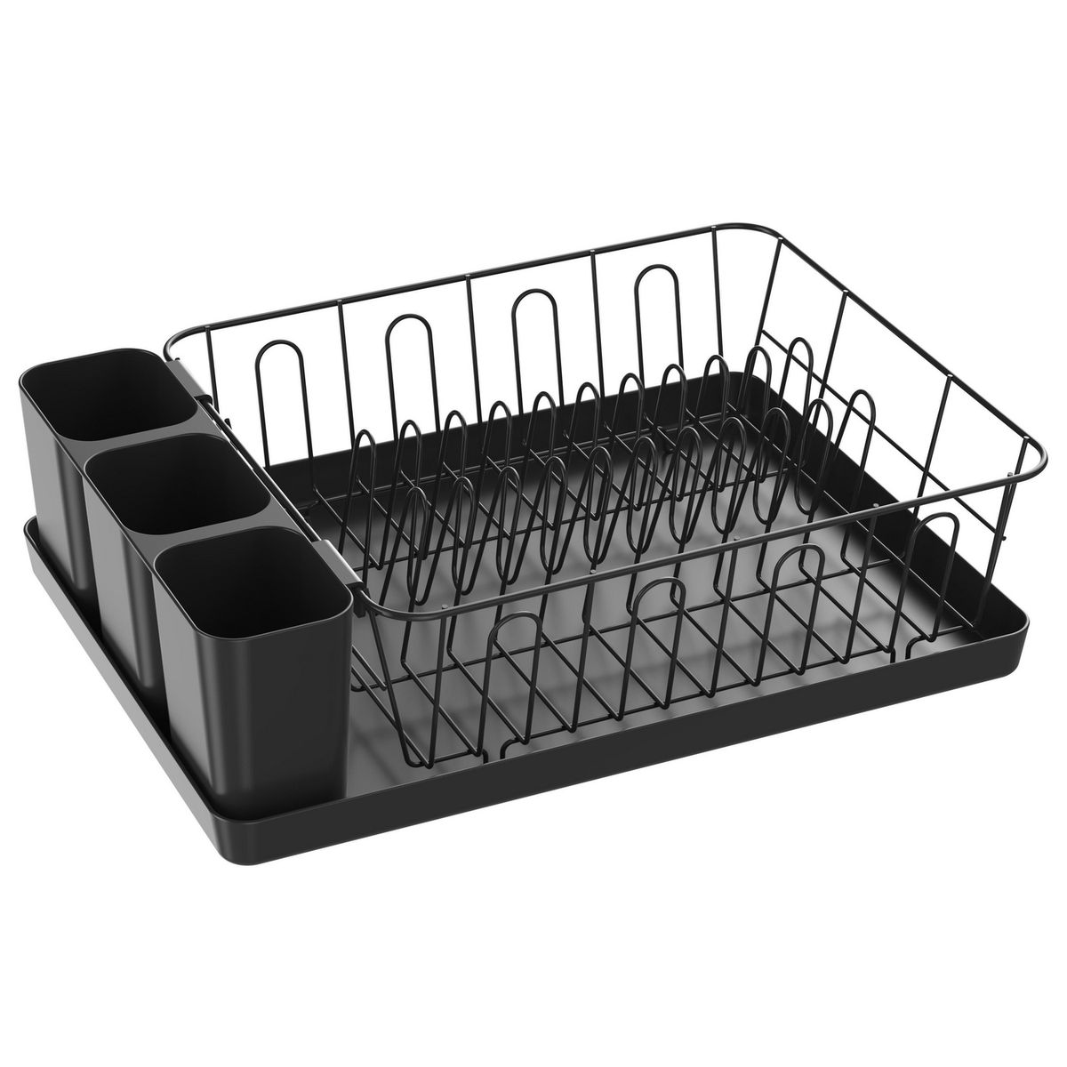 CASA BONITA - Secaplatos de Acero Inoxidable Negro 42x12x30.5cm