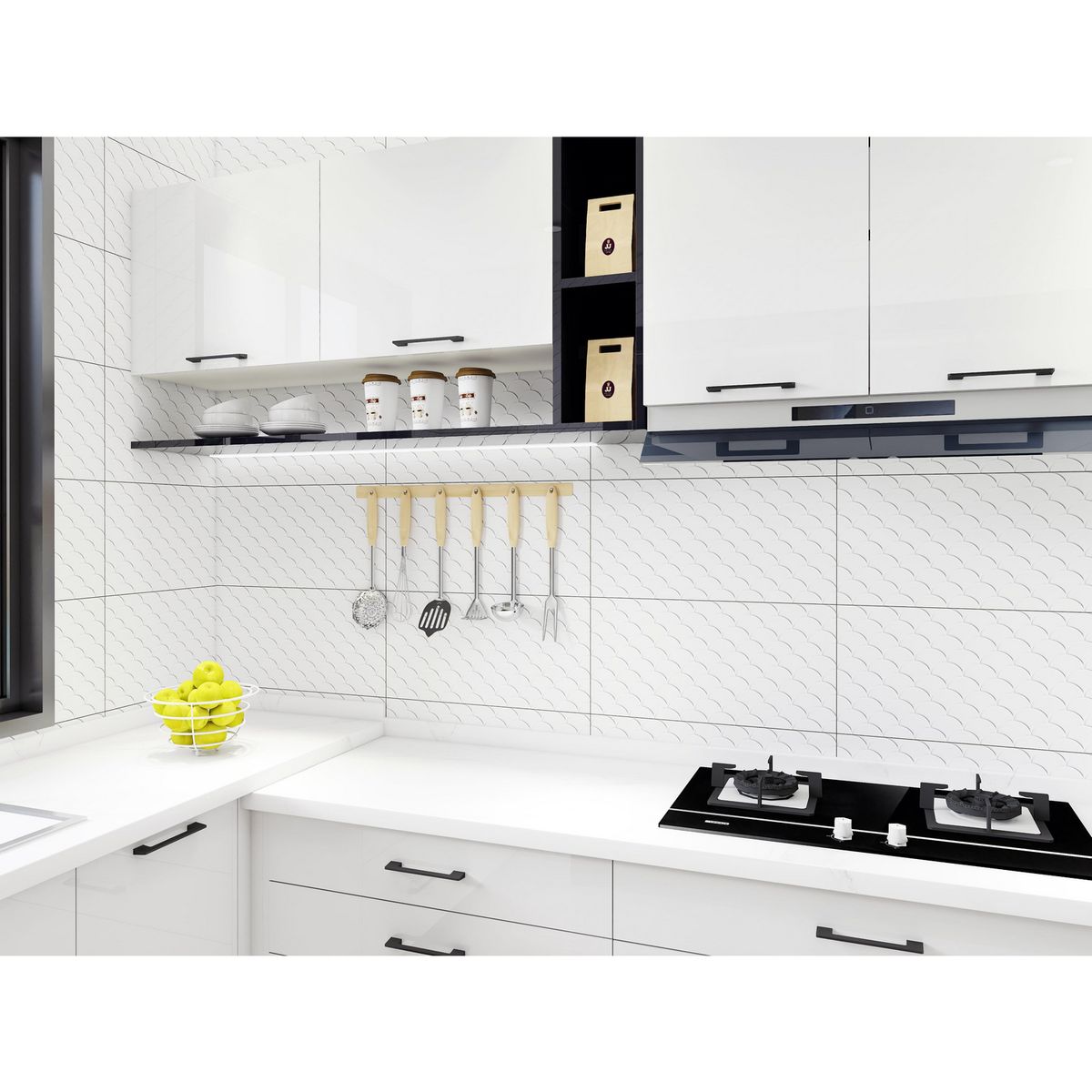 HOLZTEK -  30x60 cm Cerámico Pared Escamado 30x60 1.62m2 Blanco 1.62 m2