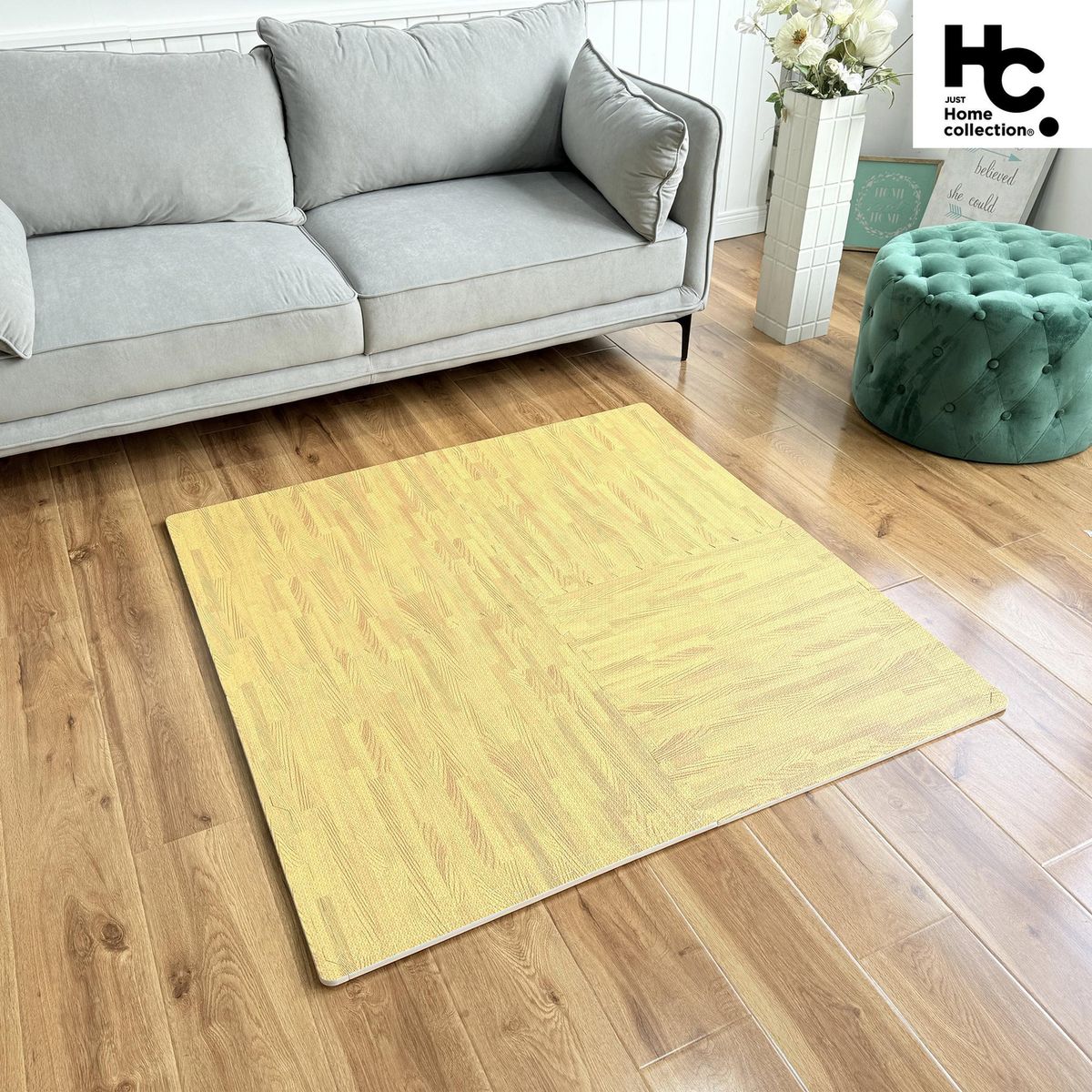 JUST HOME COLLECTION - Alfombra Puzzle x4 Piezas 120x120 cm Natural