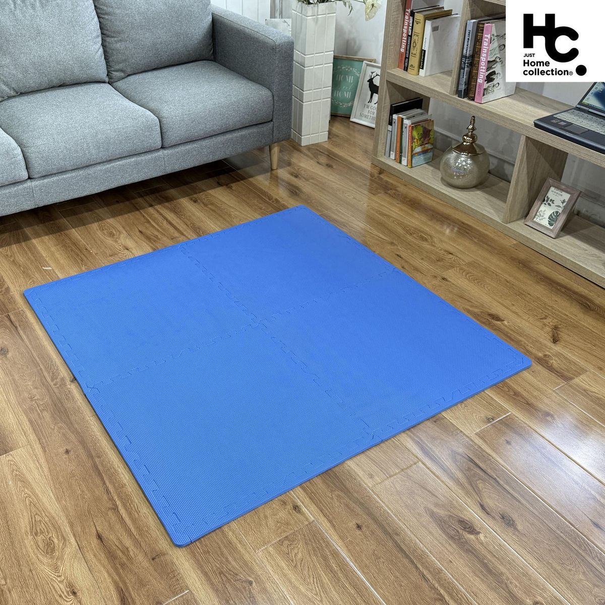 JUST HOME COLLECTION - Alfombra Puzzle x4 Piezas 120x120 cm Azul