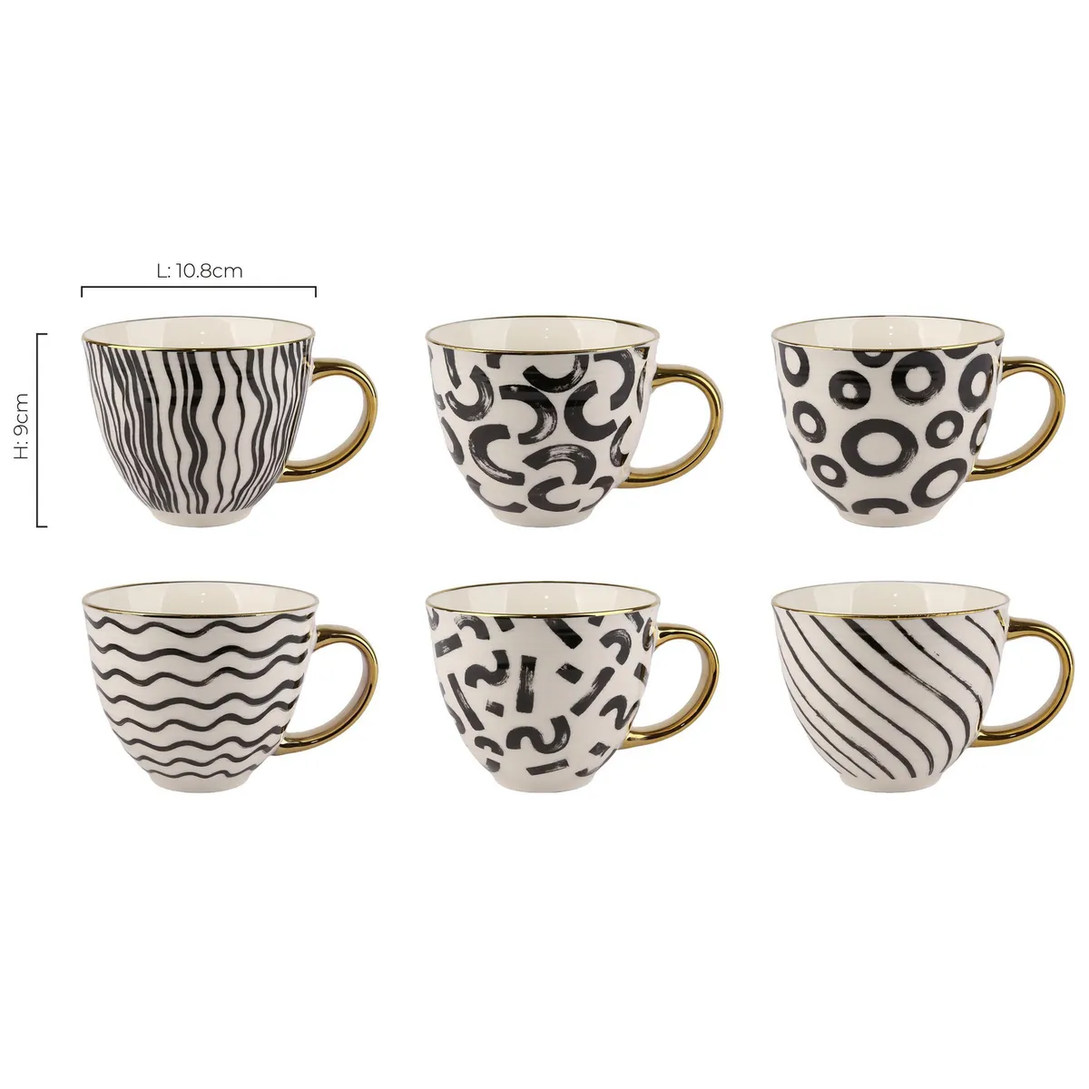 JUST HOME COLLECTION - Mug de Porcelana 420 ml Blanco y Negro