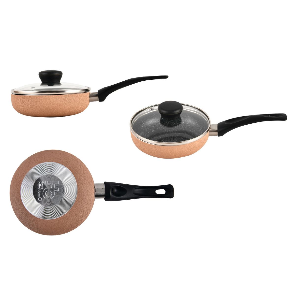 JUST HOME COLLECTION - Sartén de Aluminio con Tapa de Vidrio 14 cm Surtido