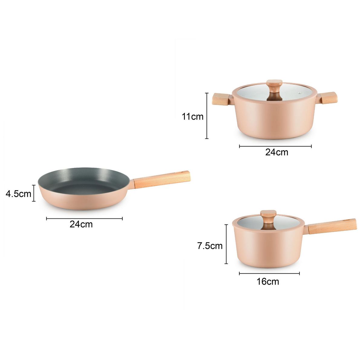 JUST HOME COLLECTION - Batería de Cocina 5 Piezas Aluminio Bosque Naranjo