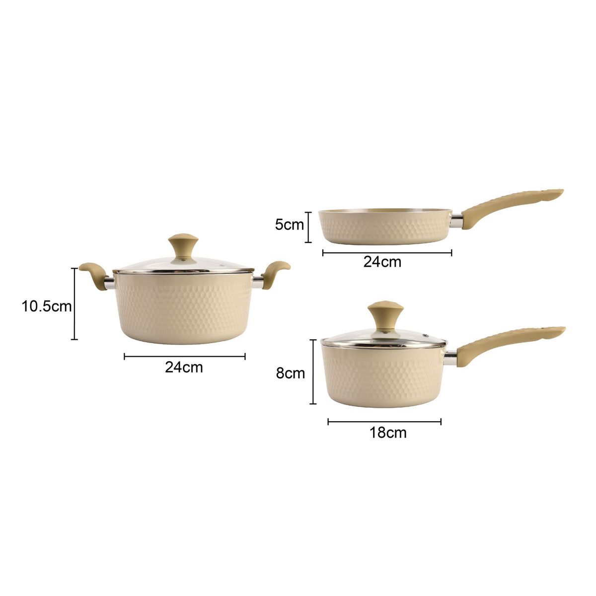 JUST HOME COLLECTION - Juego de Ollas y Sartenes Cerámica 5 Piezas