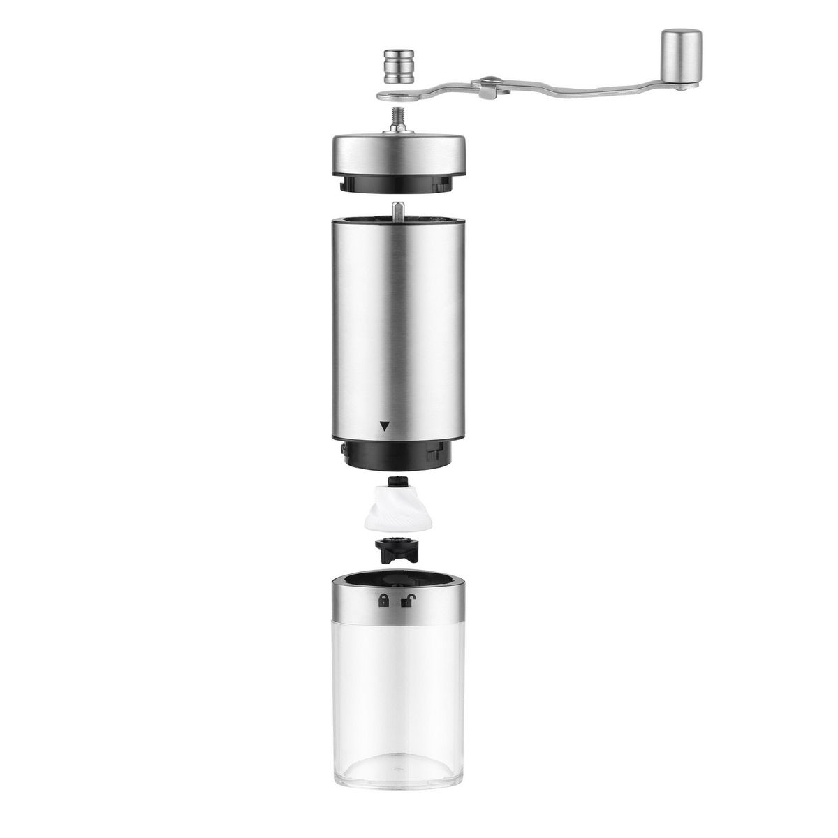 JUST HOME COLLECTION - Molino de Café Manual Vidrio y Acero Inoxidable