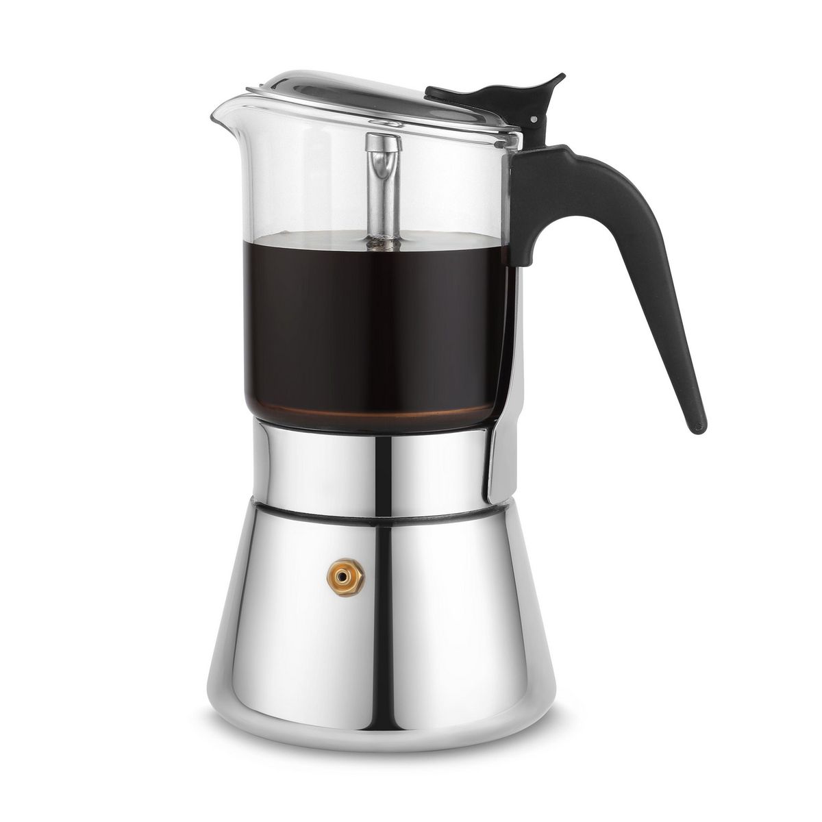 JUST HOME COLLECTION - Cafetera Moka 6 Tazas Vidrio y Acero Inoxidable Plateado 240ml