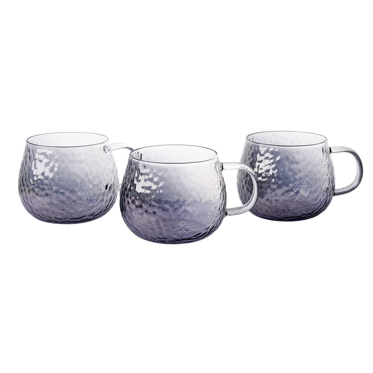 JUST HOME COLLECTION - Set x3 Mug de Vidrio 443 ml Martilla Gris