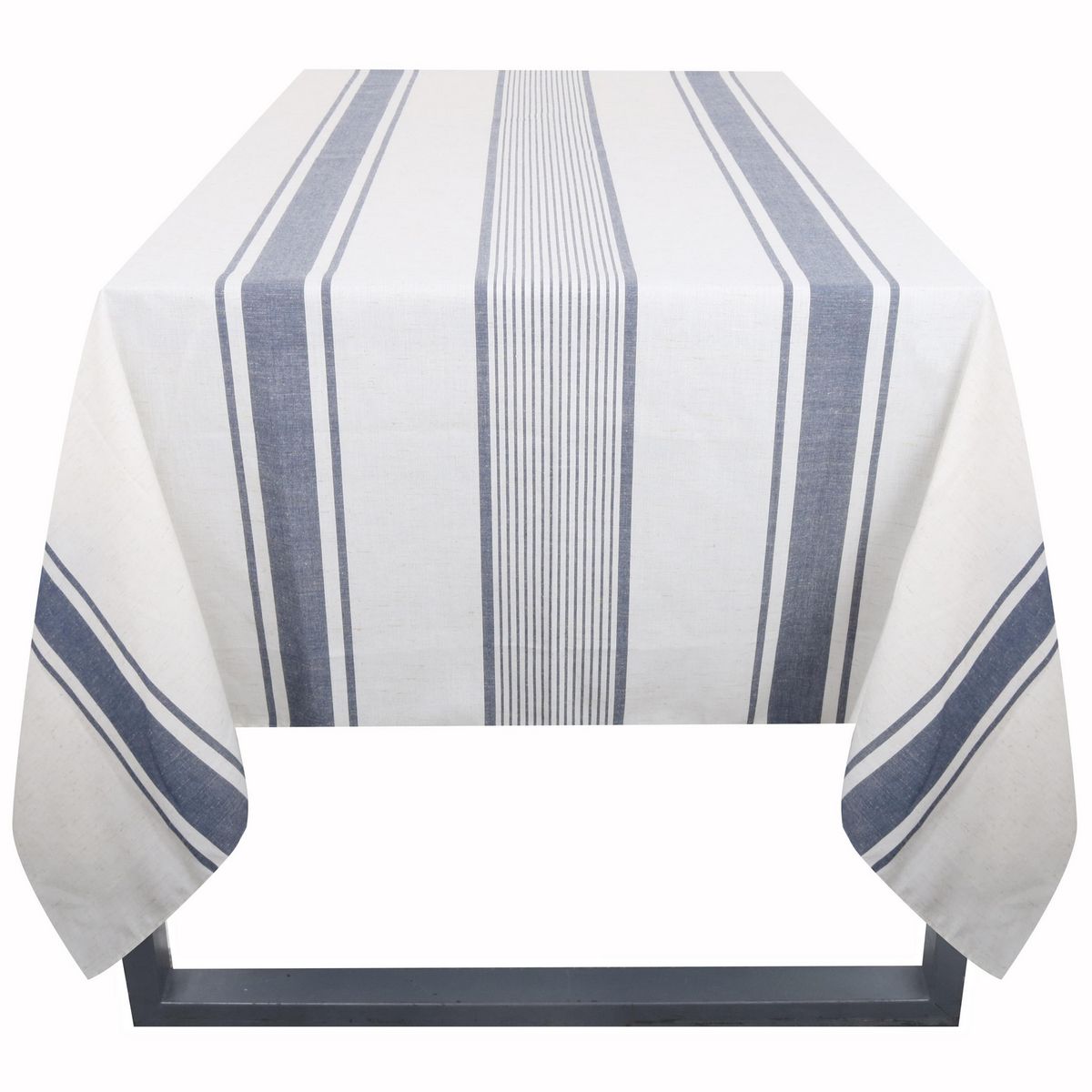 JUST HOME COLLECTION - Mantel Rectangular 180x240 cm a Rayas Blanco/Azul