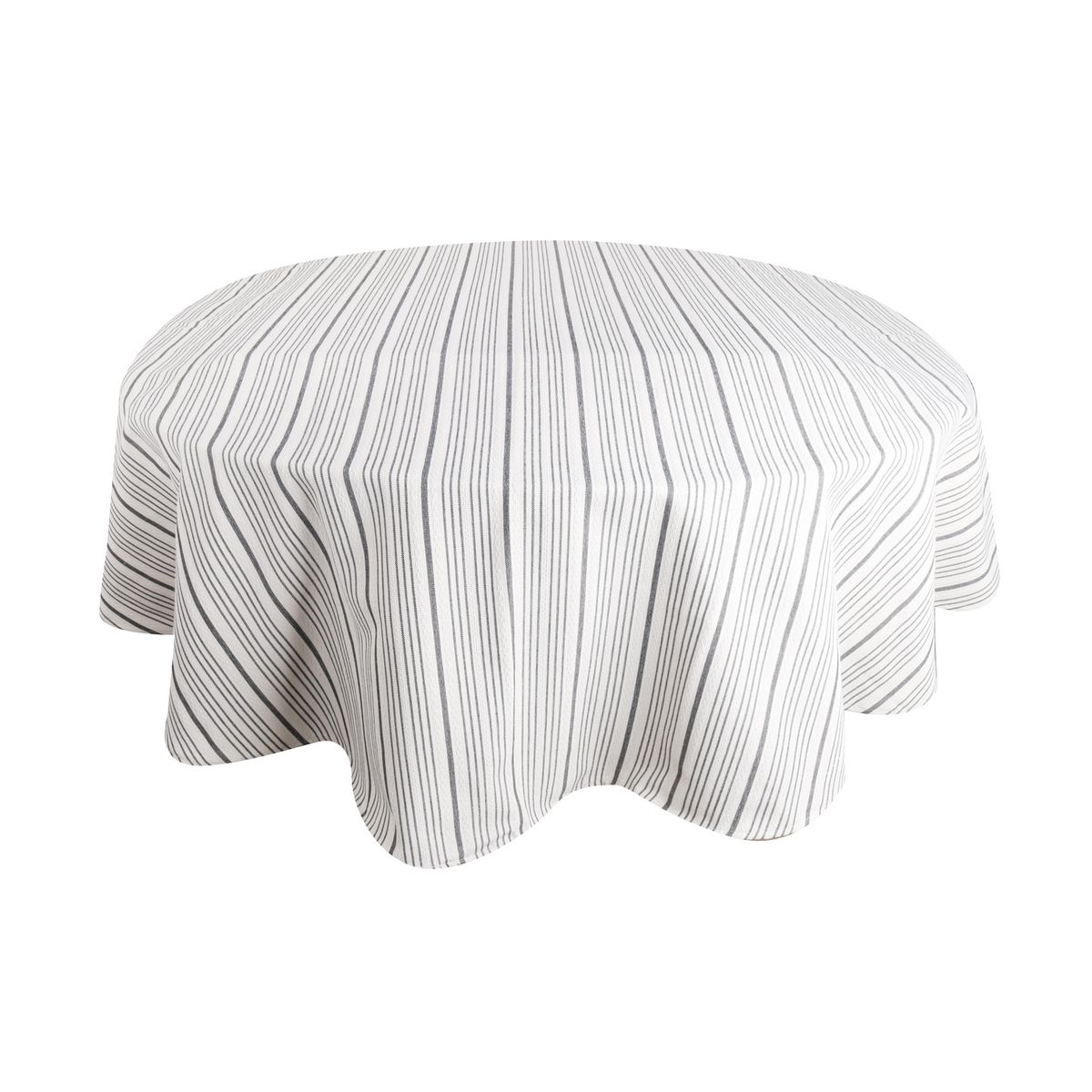 Mantel Jacquard Redondo a Rayas 180cm Blanco/Gris, marca JUST HOME COLLECTION - Foto 2