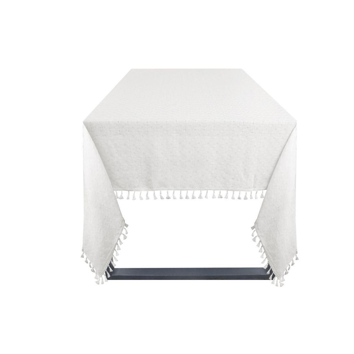 JUST HOME COLLECTION - Mantel Cuadrado 180x180 cm Blanco con Borlas