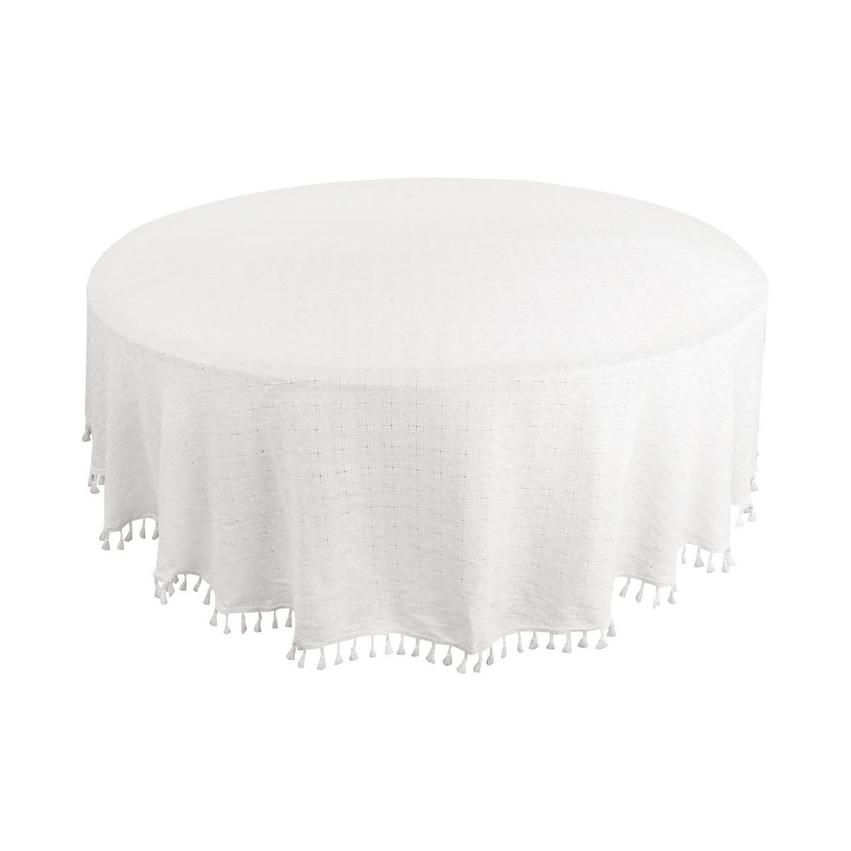 Mantel Redondo 180 cm Blanco con Borlas, marca JUST HOME COLLECTION - Foto Principal