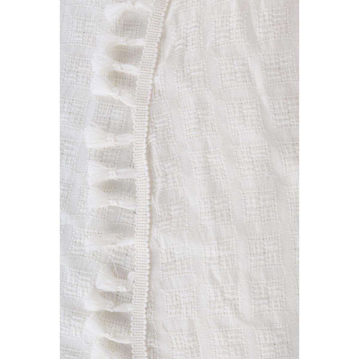 Mantel Redondo 180 cm Blanco con Borlas, marca JUST HOME COLLECTION - Foto 2