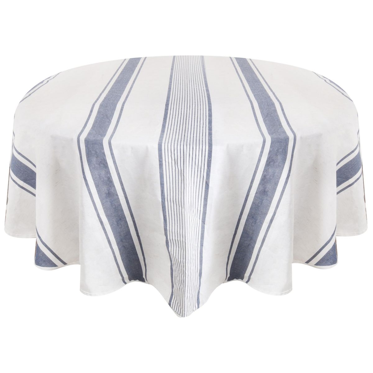 Mantel Redondo 180 cm a Rayas Blanco/Azul, marca JUST HOME COLLECTION - Foto Principal