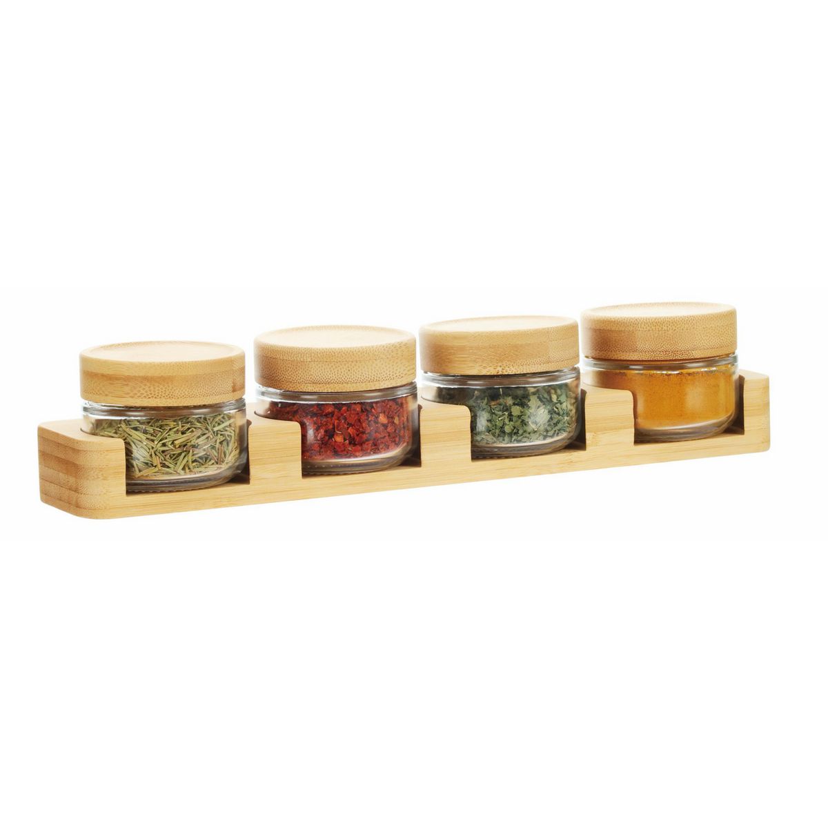 JUST HOME COLLECTION - Set de 4 Especieros con Tapa de Bambú 80 ml