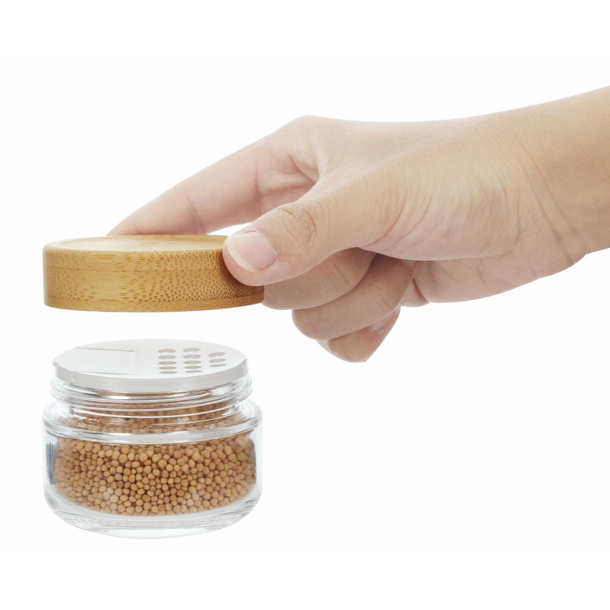 JUST HOME COLLECTION - Set de 4 Especieros con Tapa de Bambú 80 ml