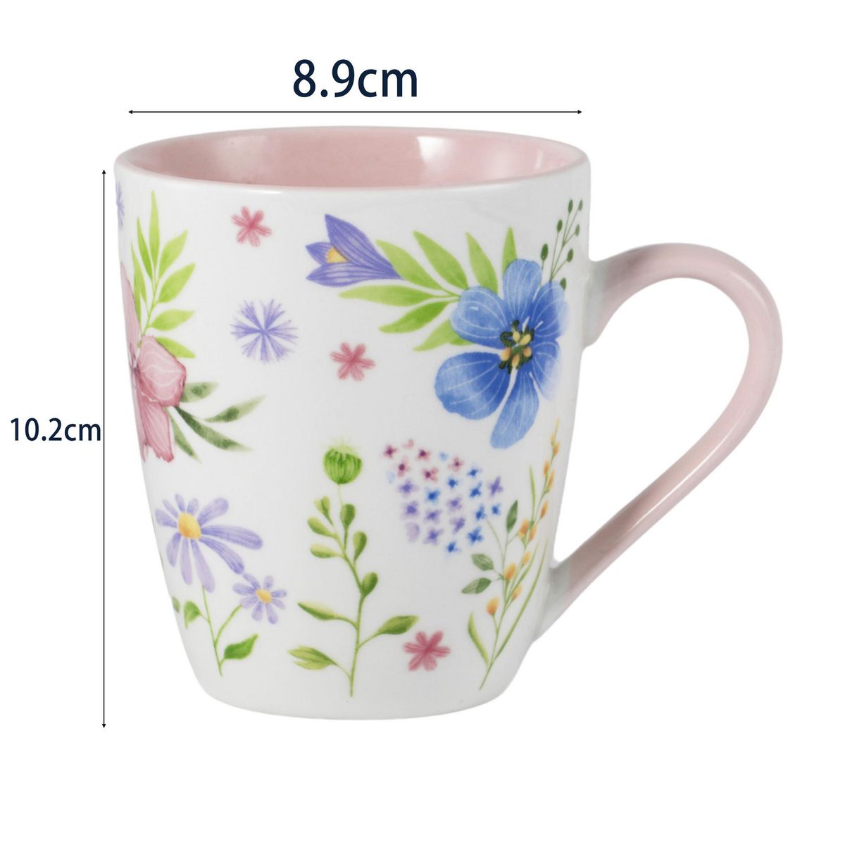 JUST HOME COLLECTION - Mug de Porcelana 350 ml Flores Rosado
