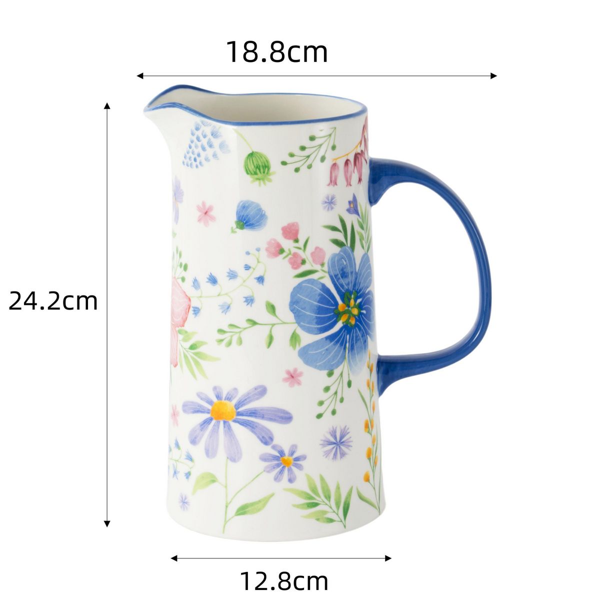 JUST HOME COLLECTION - Jarro de Cerámica 1630 ml Flores Multicolor