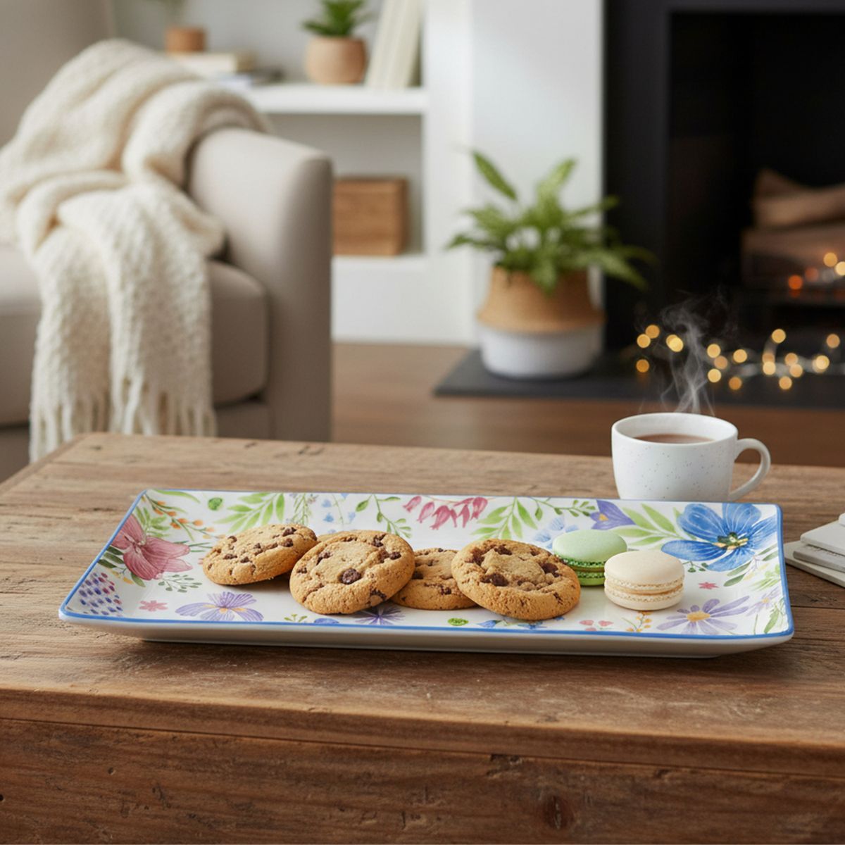 JUST HOME COLLECTION - Fuente Flor Ring Azul 36.5x19.2cm