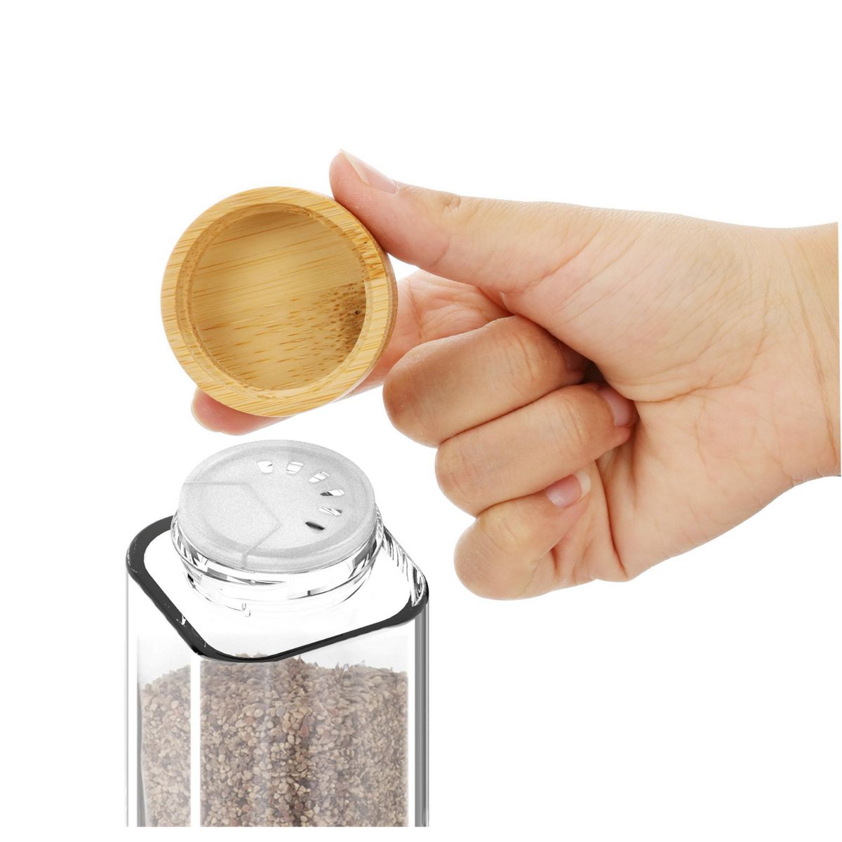 JUST HOME COLLECTION - Set de 6 Especieros con Tapa de Bambú 100 ml