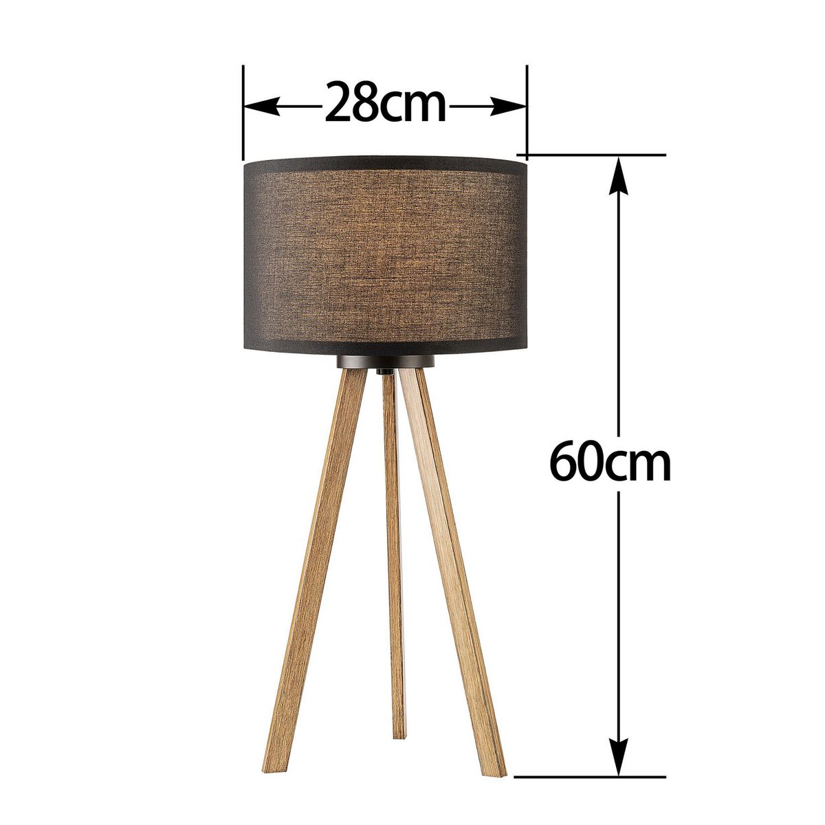 JUST HOME COLLECTION - Lámpara de Mesa Tripod 1L E27 Negro 28x60 cm