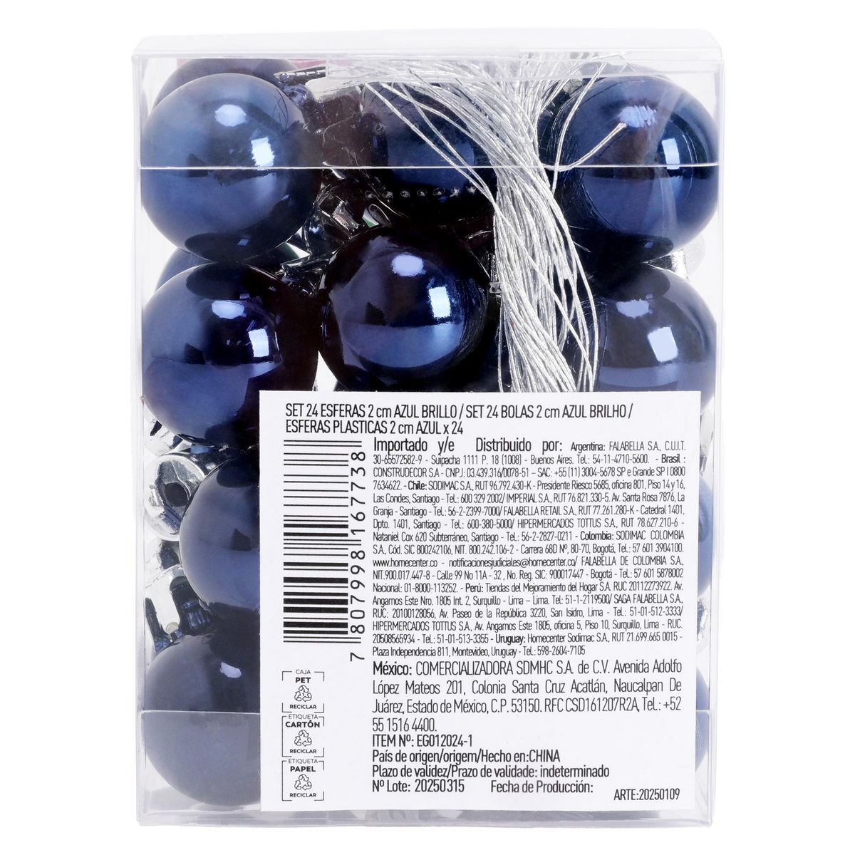 DEAR SANTA - Set de 24 Esferas 2 cm Azul Oscuro Brillantes