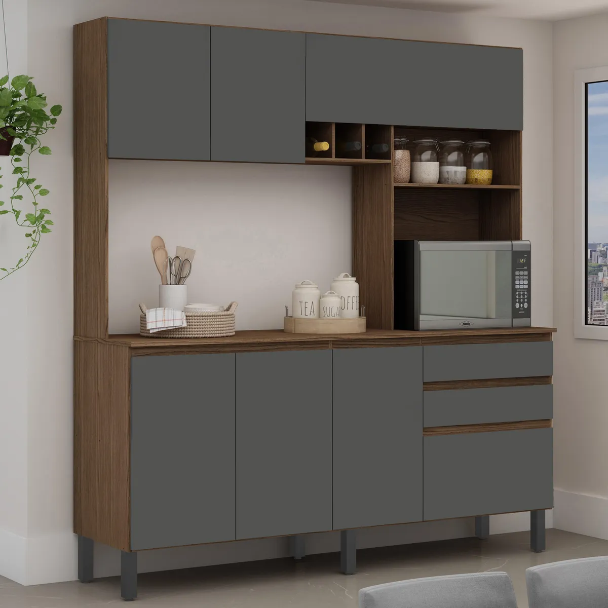 GENIALFLEX - Mueble de Cocina Liz 180cm Ebano