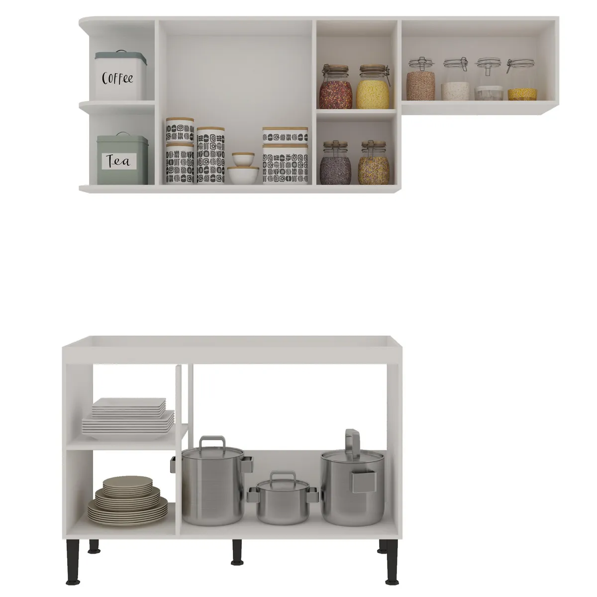 GENIALFLEX - Mueble de Cocina Valencia 180cm Beige