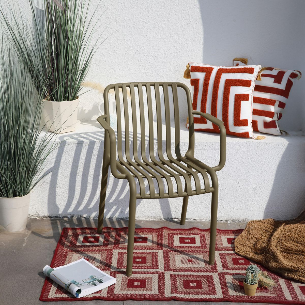 JUST HOME COLLECTION - Silla De Resina Atenas Taupe Para Terraza 79x58x57 Cm
