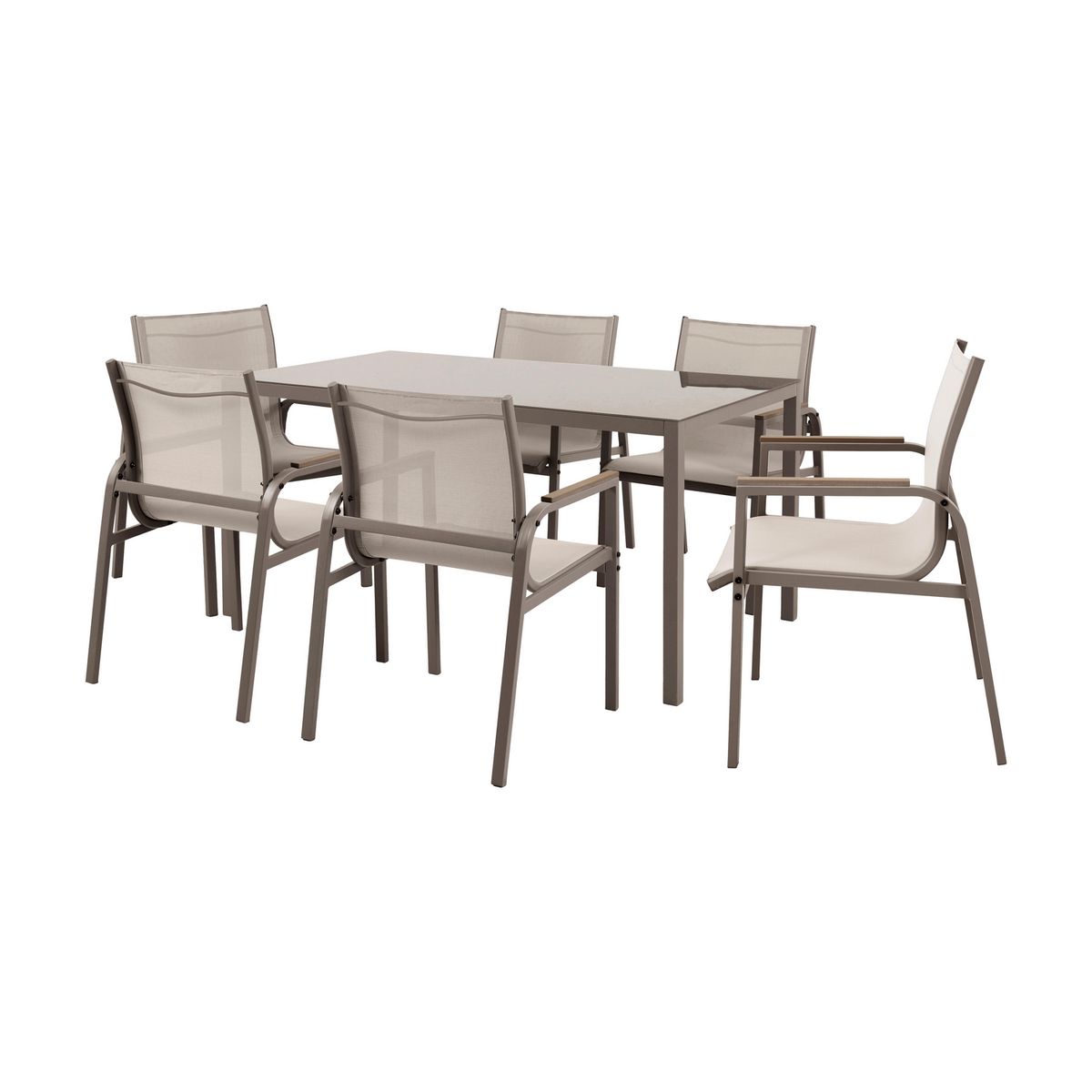 JUST HOME COLLECTION - Juego de Comedor de Terraza Dubo 6 Personas Taupe