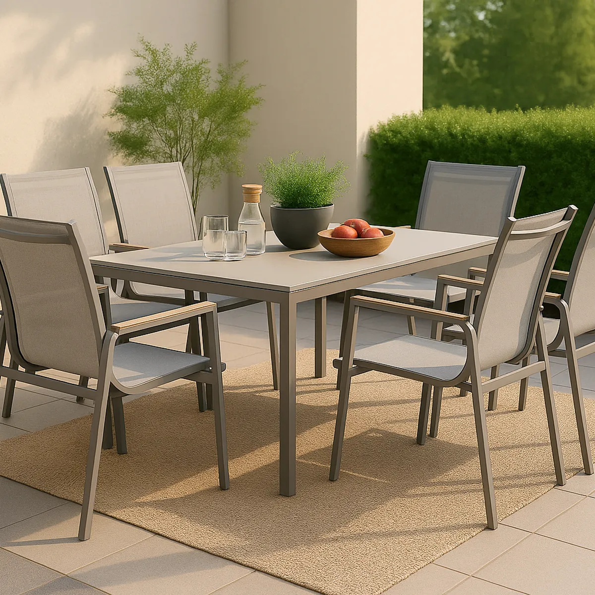 JUST HOME COLLECTION - Juego de Comedor de Terraza Dubo 6 Personas Taupe