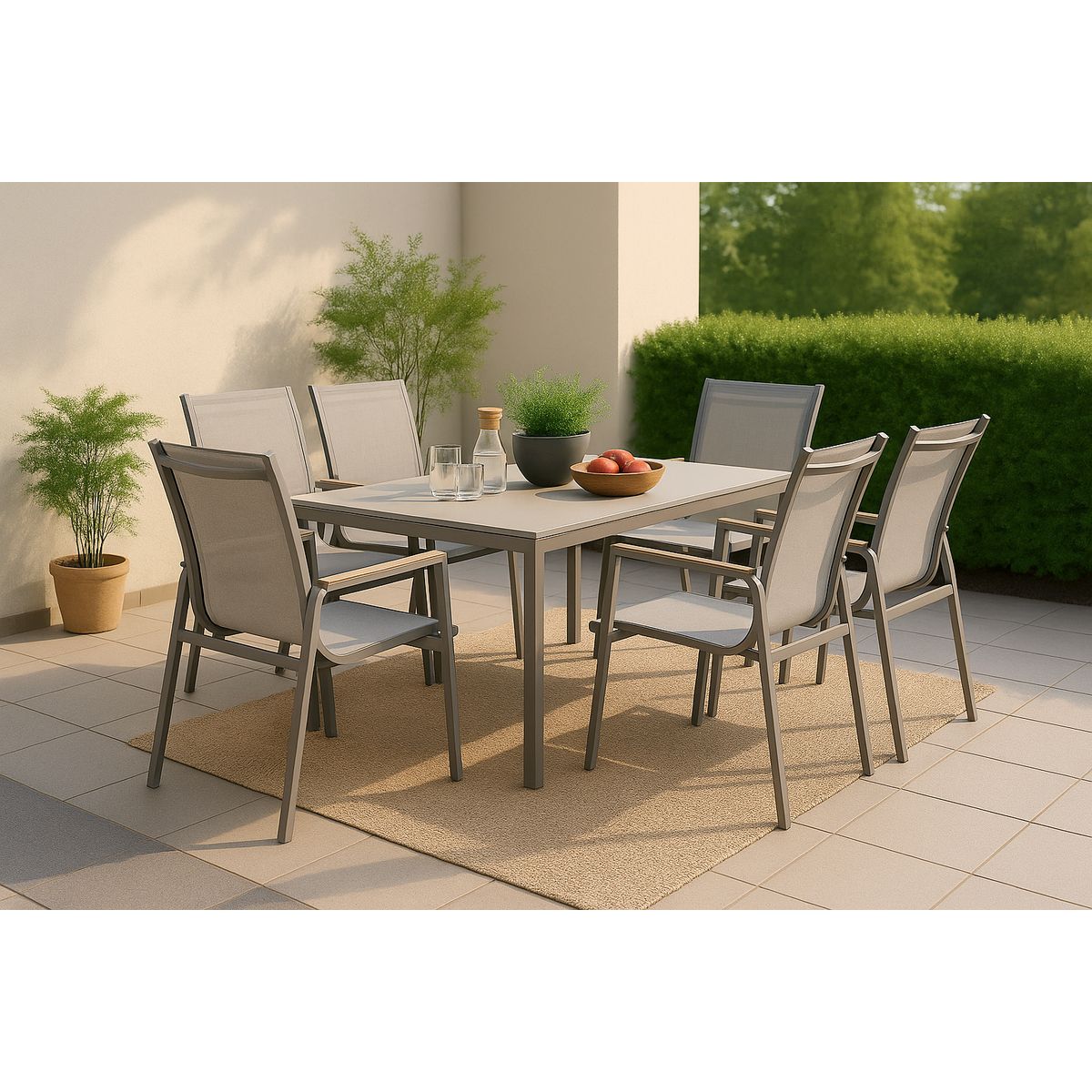 JUST HOME COLLECTION - Juego de Comedor de Terraza Dubo 6 Personas Taupe