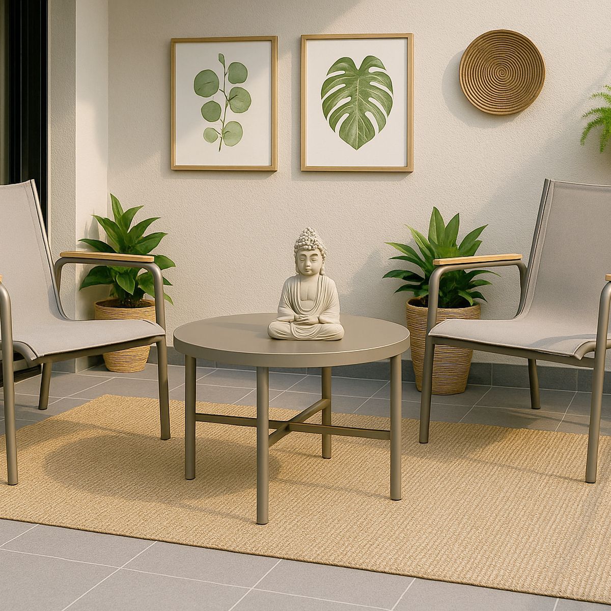 JUST HOME COLLECTION - Juego de Balcón de Terraza Dubo 2 Personas Taupe