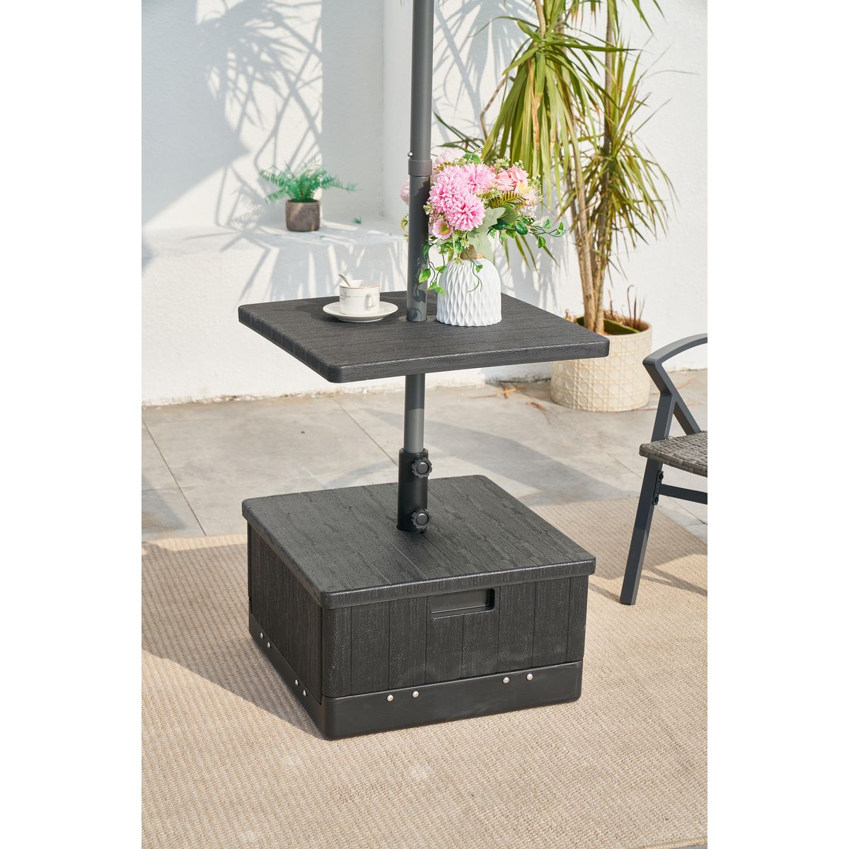 JUST HOME COLLECTION - Base para Sombrilla con Mesa Negro