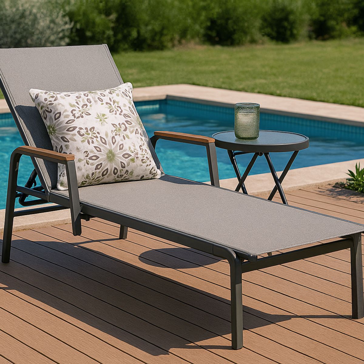 JUST HOME COLLECTION - Reposera Dubai de Metal con Cojín Taupe