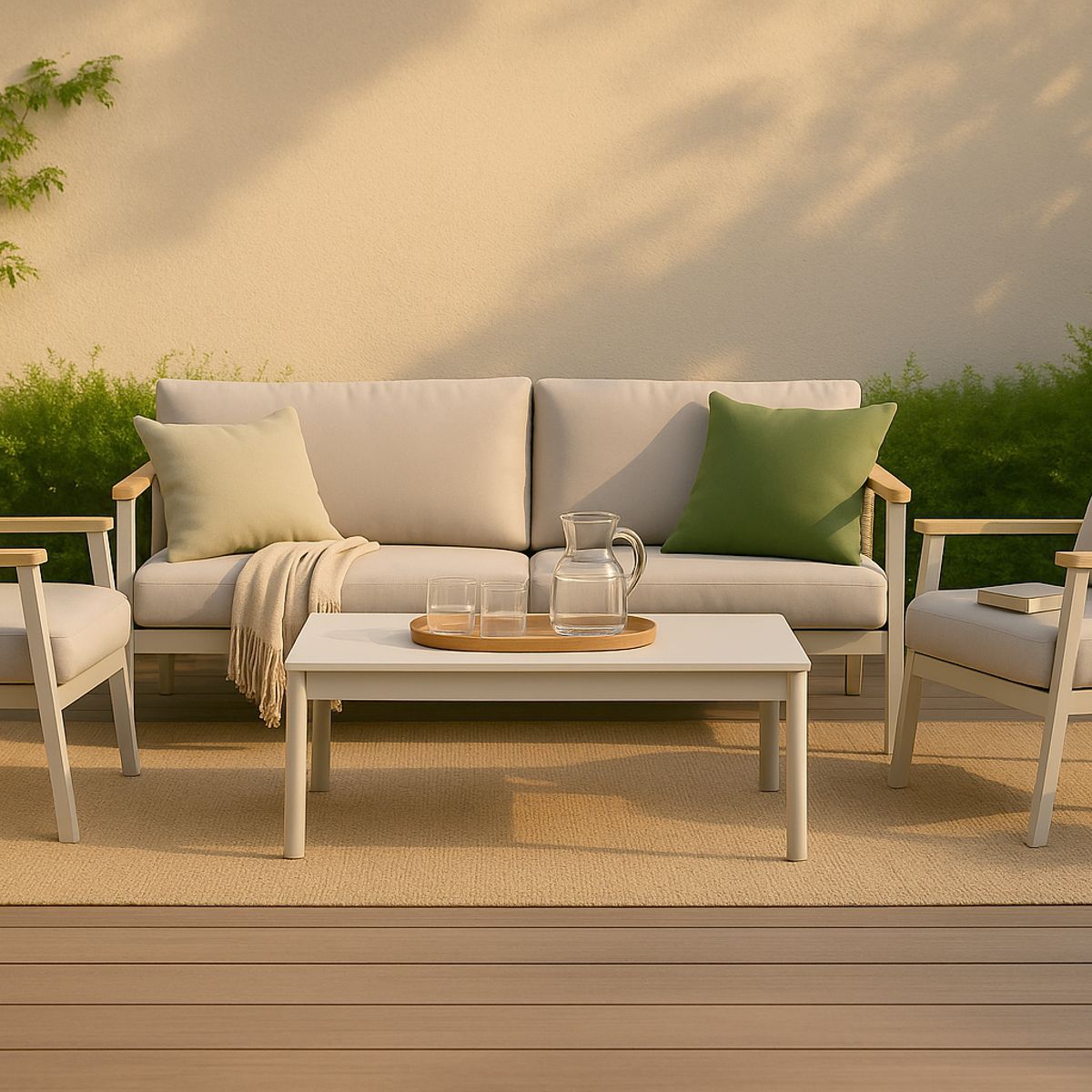 JUST HOME COLLECTION - Juego de Living de Terraza Venecia 4 Personas Beige