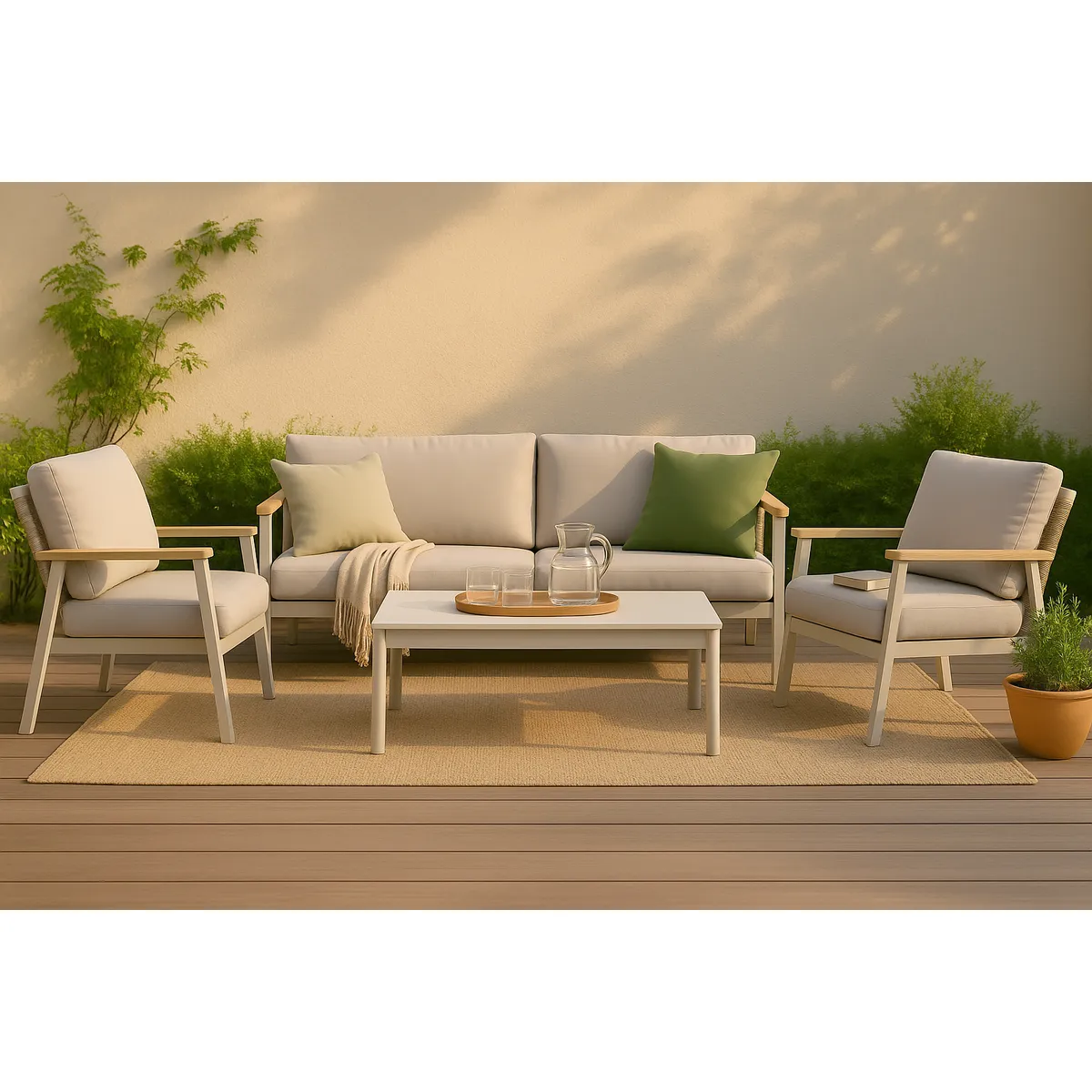 JUST HOME COLLECTION - Juego de Living de Terraza Venecia 4 Personas Beige